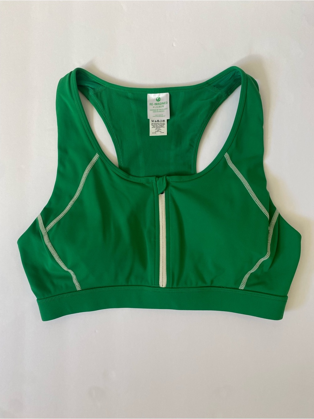 J.Crew SleekStretch zip-front sports bra Size Medium in Green